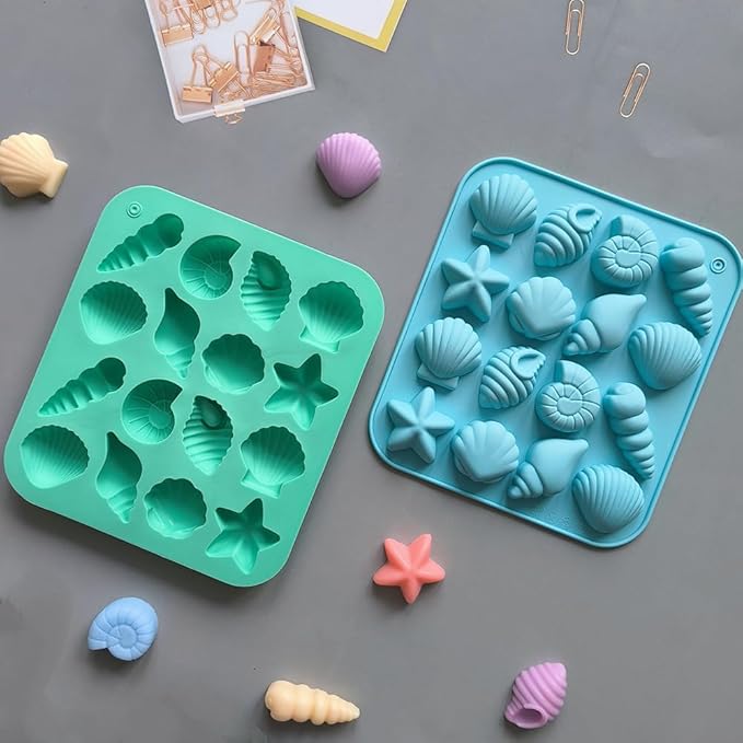 3Pcs seashell chocolate - Shell-Shaped Baking Mold for Chocolate, Cake, Candy, Resin, and Soap Making, Perfect for DIY Home Decoration and Gift Projects (Three Colors)