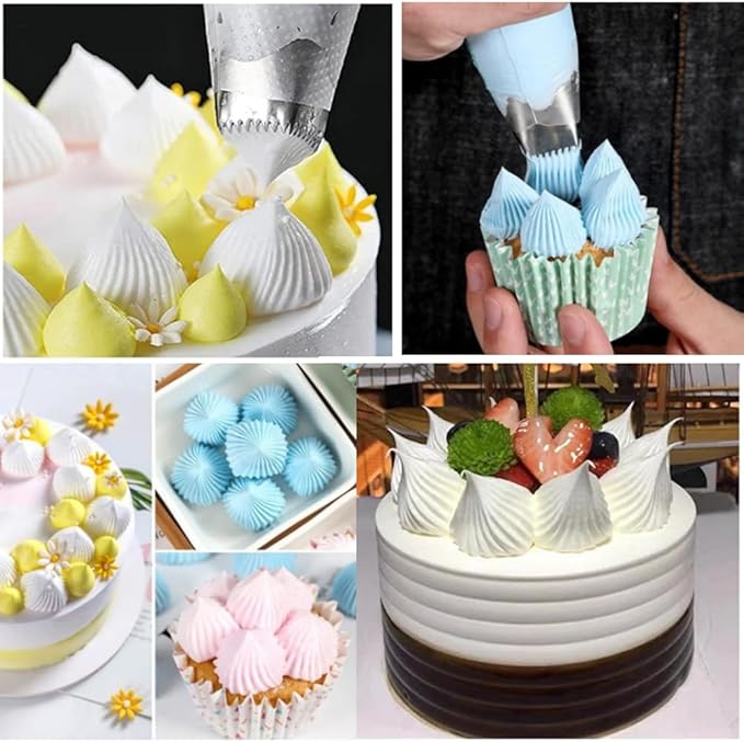 Large Piping Nozzles, 4Pcs #9FT #F02#F06#R22L Stainless Steel Seamless Icing Piping Nozzle Tip Set for Cupcakes and Baking