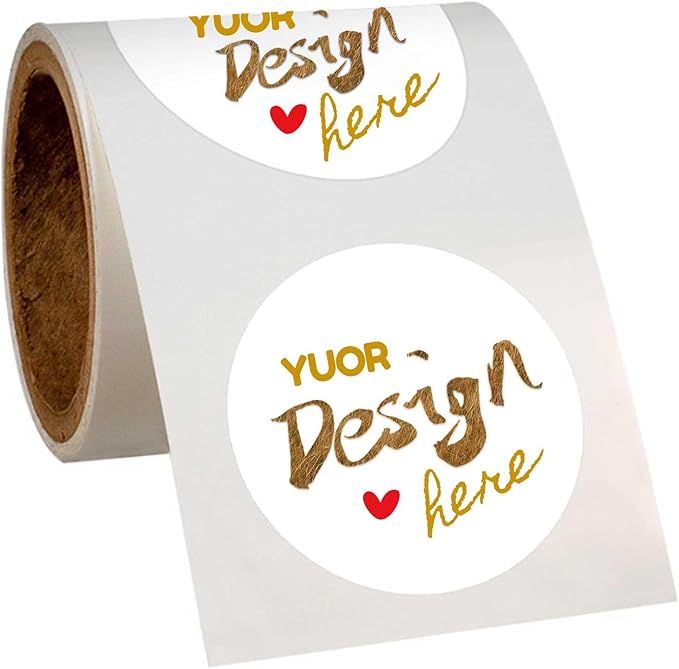 Custom Sticker Rolls Labels Personalized Any Logo, Picture, Text Customized Name Labels 100-500pcs Waterproof (Circle)