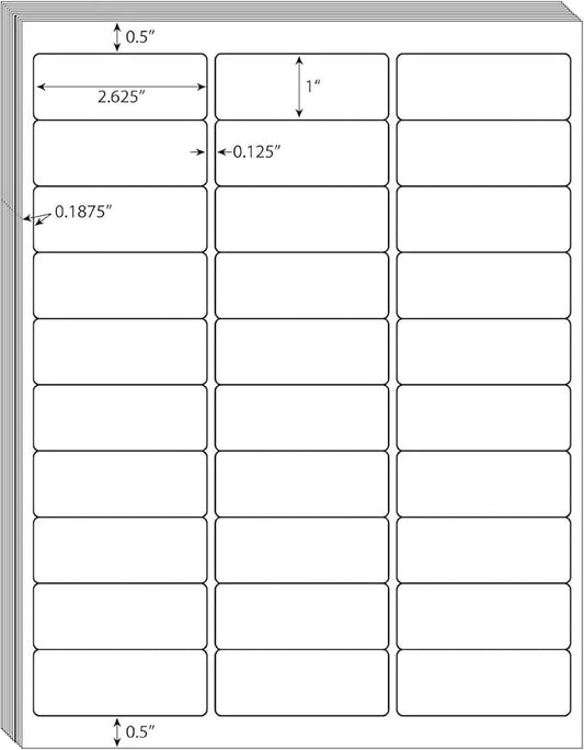 30 UP Labels 1" x2-5/8 Mailing Shipping Address FBA Label for Laser/Inkjet Printers, White Blank Sticker Name Tags, Printable Address Label (1000 Sheets, 30,000 Labels)