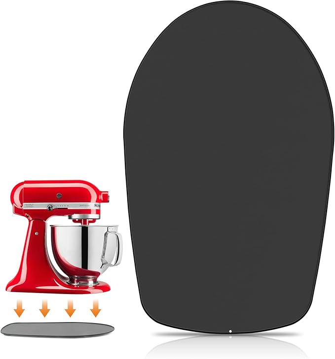 Mixer Slider Compatible with 4.5-5 QT Kitchen Aid Stand Mixers, Kitchen Countertop Storage Mover Sliding Caddy Mixer Slider Mat for Kitchen Aid Stand Mixer Accessories Attachment (Iron - Black)