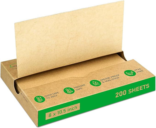 EcoDispose Precut POP UP Deli Paper Sheet Pack of 200, Interfolded Heavy Paper for Food Wrap and Serving (8" x 10-1/2", Kraft）