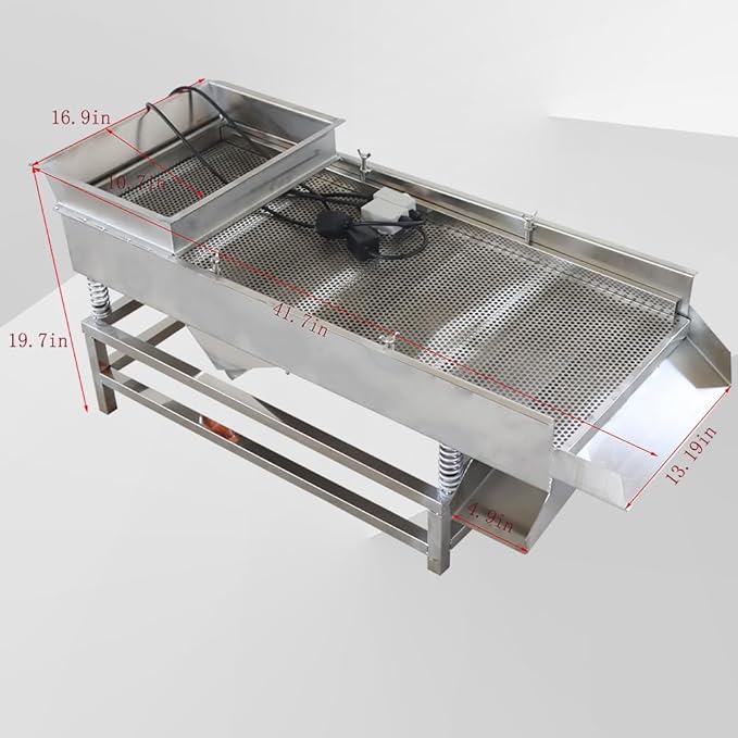 Electric Linear Vibrating Sifter(Two Motors+10mm Screens) Straight Vibrating Sieve Shaker Stainless Steel 110v JG40-95 Series