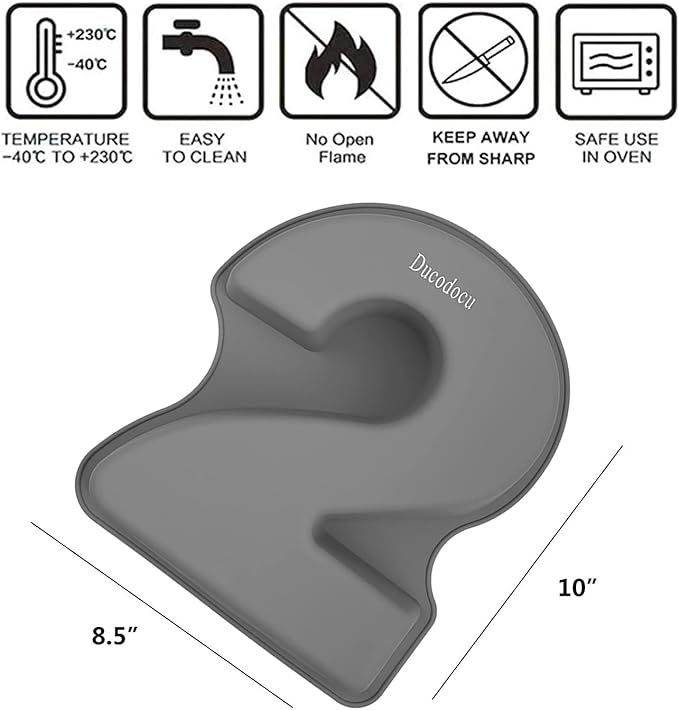 Ducodocu Silicone Number Cake Pan - Large 3D Number Cake Mold Baking Forms for 2/20th Birthday, Wedding Anniversary - 10 inch