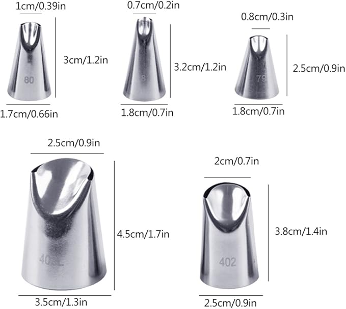 FantasyDay 5 piece Stainless Steel Rose Flower Piping Tips Piping Nozzles Cake Decorating Supplies Cookies Cupcake Icing Decorating Supplies Decorating Kits Frosting Icing Tips Baking Set Tools #3
