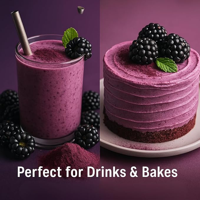 Confect Blackberry Powder | Pure & Natural Fruit Powder for Smoothies, Baking, Beverages, Juices, Tea & DIY Recipes | Vegan, Gluten-Free, No Added Sugar – 3.5 OZ