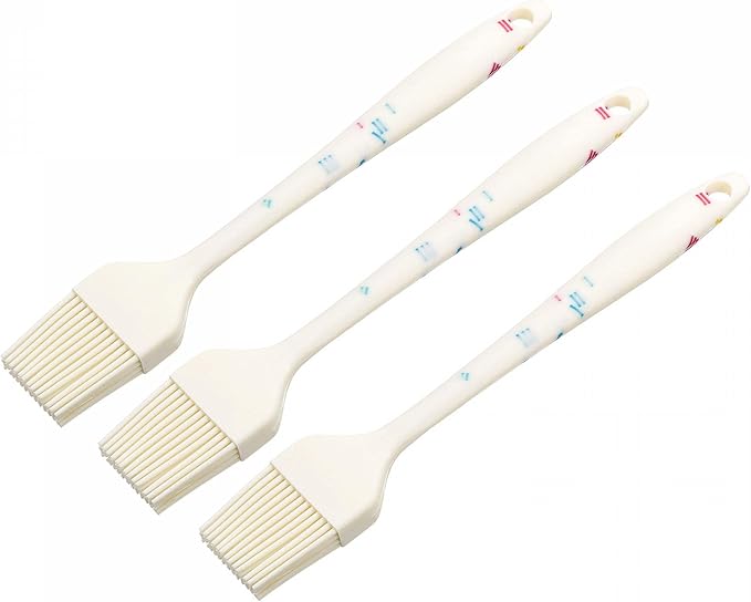 uxcell Basting Pastry Brush, 8” Silicone Flexible Brushes for Baking, Cooking, Grilling, White, 3Pcs