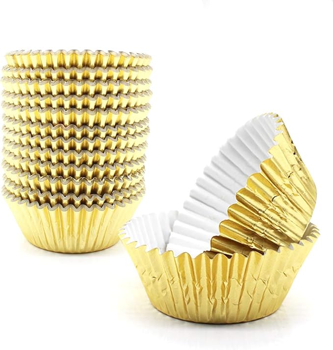 Gold Foil Cupcake Liners,GOLF Standard Size Gold Foil Cupcake Liners Wrappers Metallic Baking Cups,Muffin Paper Cases, 500 Pack