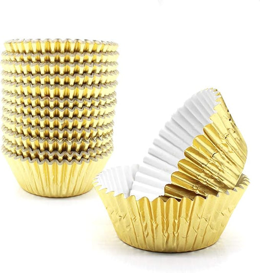 Gold Foil Cupcake Liners,GOLF Standard Size Gold Foil Cupcake Liners Wrappers Metallic Baking Cups,Muffin Paper Cases, 500 Pack