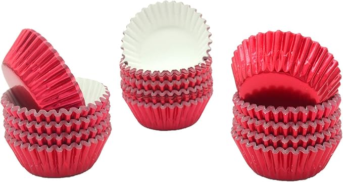 Mini Red Foil Cupcake Liners Muffin Baking Cups for Party and More, 300-Count