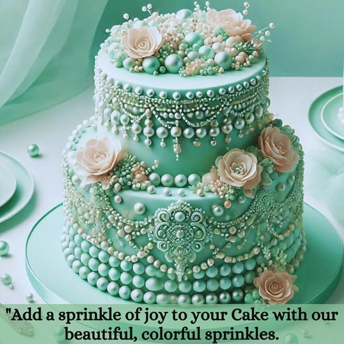 Confect Love Disco Balls Thistle Green Decorative Candy Pearls, Cake Decorating Sprinkles | Vegan, Gluten-Free, Soy-Free, Dairy-Free, Palm Oil-Free – 4.2 Oz