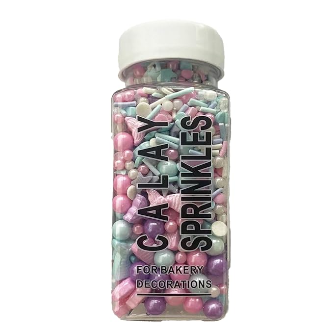 Sentovac Multicolor Mermaid Sprinkle Edible Decorating Ocean Sprinkles for Cake Cupcake Topper Cookie Baking Decorations Starfish Shell Pearl Mermaid Candy Mix Mermaid Party Birthday Cake Decorations