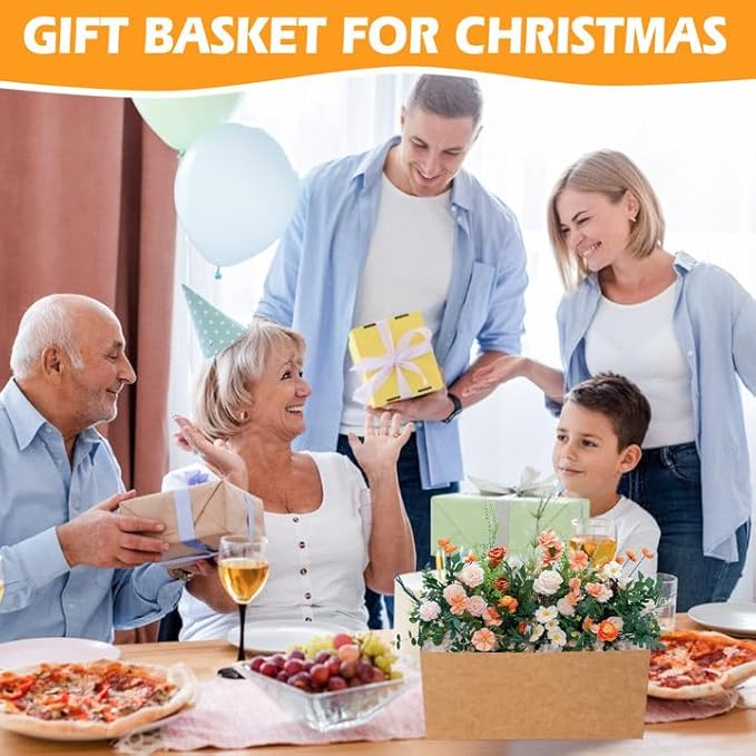 100 Pack Disposable Paper Gift Baskets 2Lb Loaf Pans for Baking Rectangle Bread Storage Bags with Clear Plastic Bags and Ties Kit for DIY Bakery Birthday Wedding Bow Party Gift Wrapping