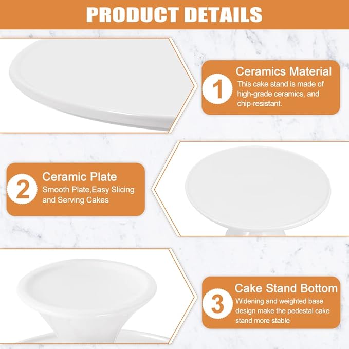 9-Inch Round White Porcelain Cake Stand - Show Off Your Desserts, Celebrate in Style, Perfect for Holiday Gatherings, Weddings & Parties
