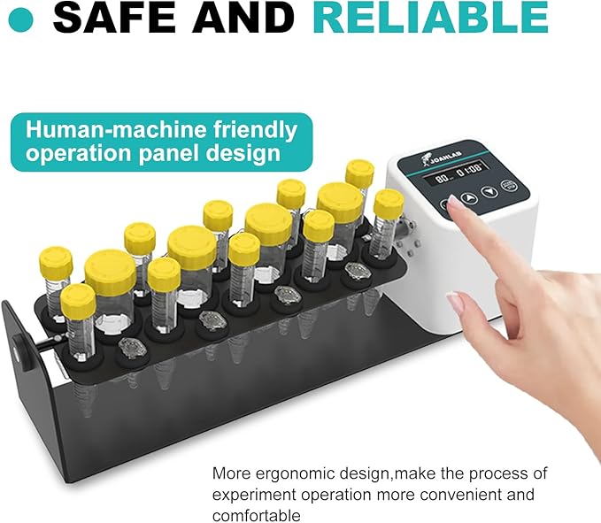 Digital Long Axis Rotating Mixer Shaker Lab Tube Roller Shaker Mixer 20-80RPM Timer and Continuous Mode for 2/5/10/15/50ml Tubes