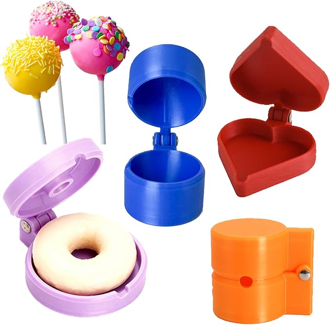 4 PCS Cake Pop Mold Press Set for Sphere, Heart & Ring Shapes - 3D Printed Cake Pop Maker with Cutter and Pusher Tool for Home Baking, Birthday Parties, Wedding Dessert