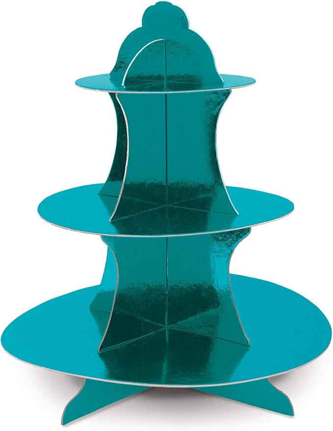 Beistle Turquoise Durable Metallic Cupcake Stand Holder Centerpiece For Weddings Anniversary Birthday Party Baby Shower Celebration Supplies