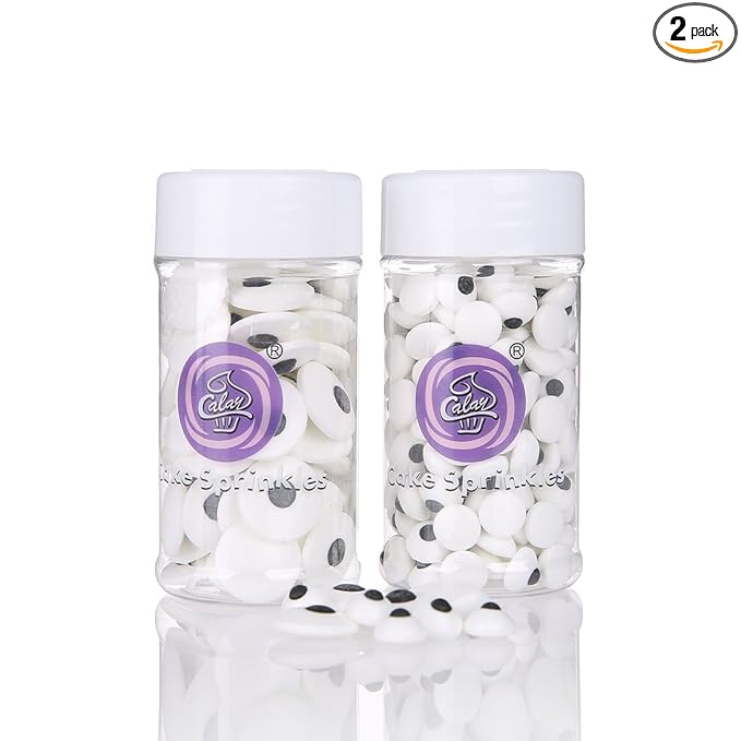 6.9 Ounce Halloween Eyeballs Sprinkles 2 Bottle Candy Edible Eyeballs Eyes Cake Cupcake Toppers Cookie Dessert Decorations,Two Size Mixed