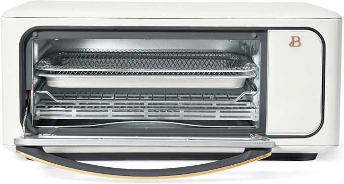 Beautiful Infrared Air Fryer Toaster Oven Kit – Special Edition Multi‑Function Countertop Oven with 10 Presets, Fast Heating & Accessories by Drew Barrymore (White)