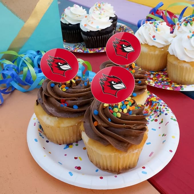 Wesleyan University Primary Logo Cupcake Picks Toppers Decoration Set of 6