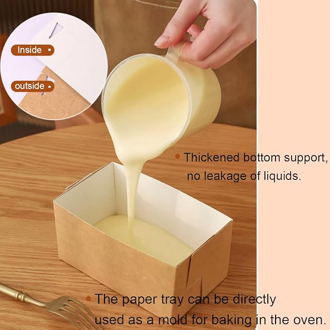 Disposable loaf pans,paper loaf pan for baking bread,25 Pcs Natural Recyclable Bakery Pastry Mold with Clear Package Bag，Providing Beautiful Display for Baked Goods(5.9 x3.5 x3Inch)