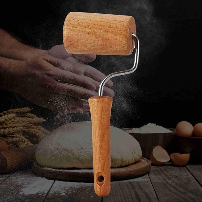 Small Rolling Pin, Pizza Dough Roller, Non Stick Wood Pastry Roller, Kitchen Wooden Rolling Pins for Baking Cooking Cookie Bread Tortilla Dumpling Fondant Clay (Style 4)