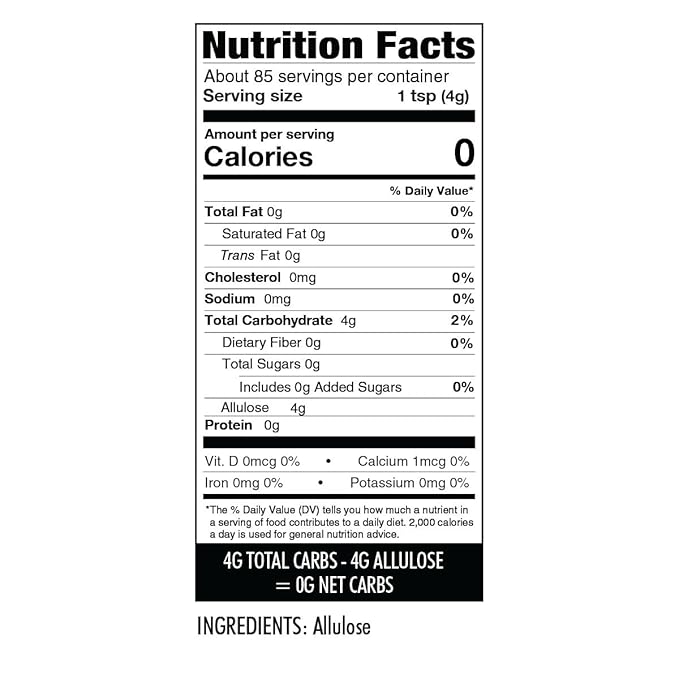 Wholesome Yum Allulose Sweetener - Natural Granulated Sugar Substitute - Keto, Non GMO, Zero Carb, Zero Calorie, Sugar Free, No Aftertaste, Tummy Friendly - Granular Sugar Replacement (12 oz)