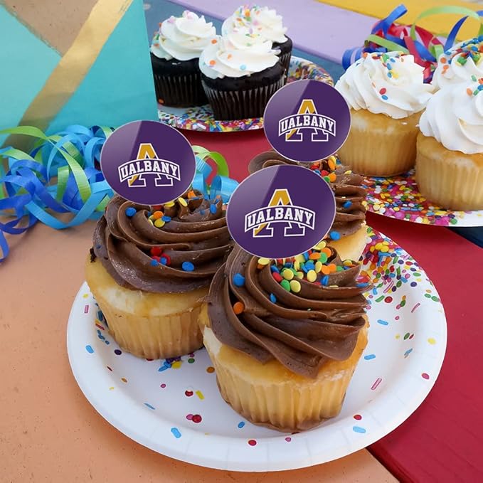 University at Albany Primary Logo Cupcake Picks Toppers Decoration Set of 6