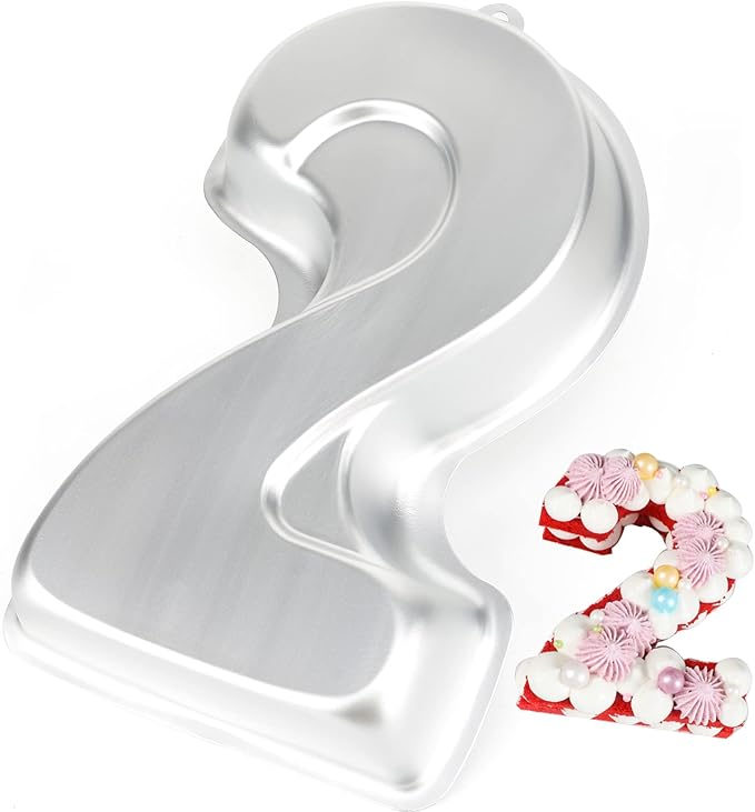 Number 2 Shaped Cake Pan, DIY 3D Two-year Old Birthday Cake Pan, Aluminum Cake Mould Nonstick Baking Tools