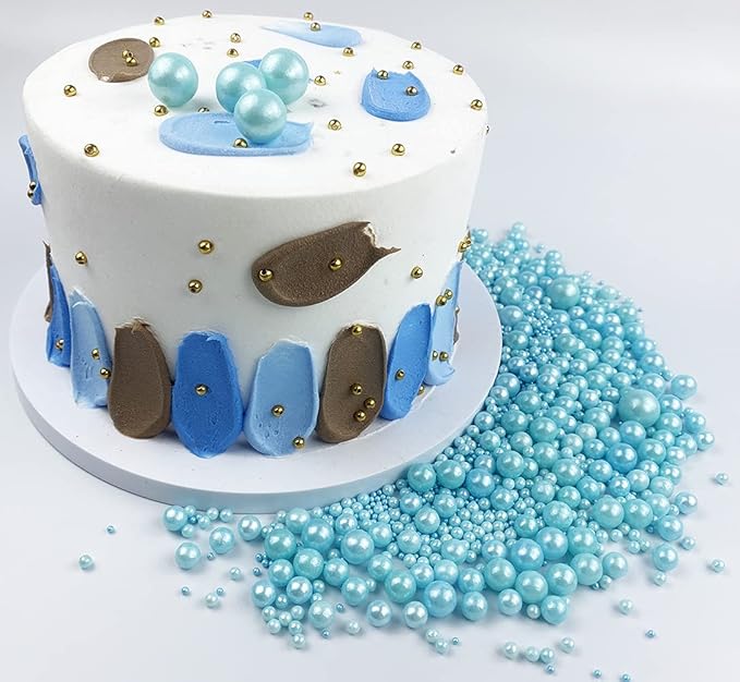 Sprinkles Edible Pearl Sugar Candy Cupcake Cake Topper 120g/ 4.2oz, Decorative Glitter Sprinkle Mix for Baking, Cake and Cookie Decorating (Blue)