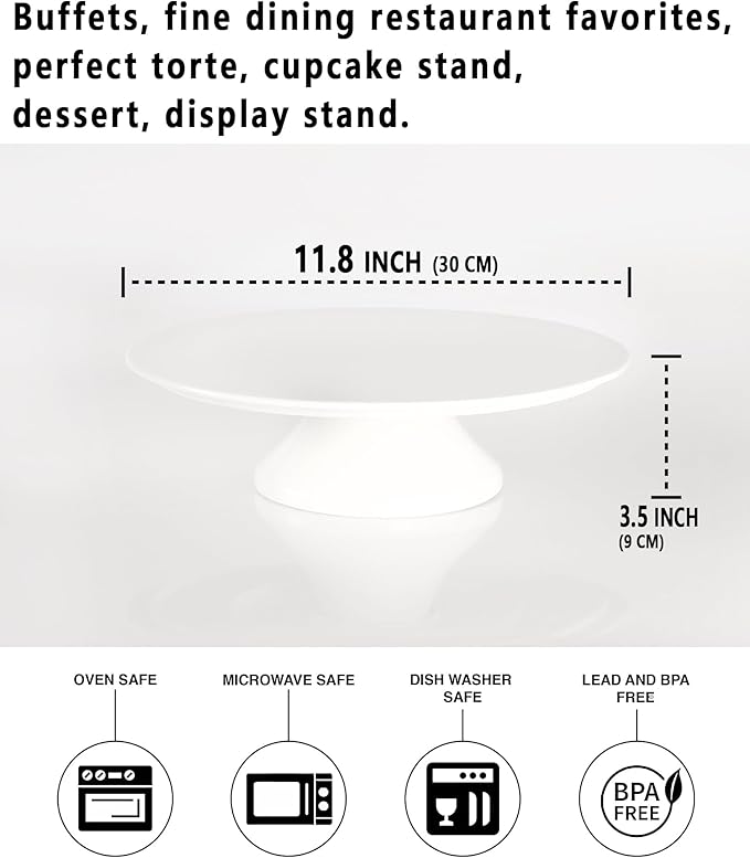 Porcelain Cake Stand, Round Dessert Stand, Cupcake Stand - Wedding and Birthday Decorating Cake Pedestal Stand - Dessert Display Serving Use at Parties, Restaurants, Birthday 11.8 Inch