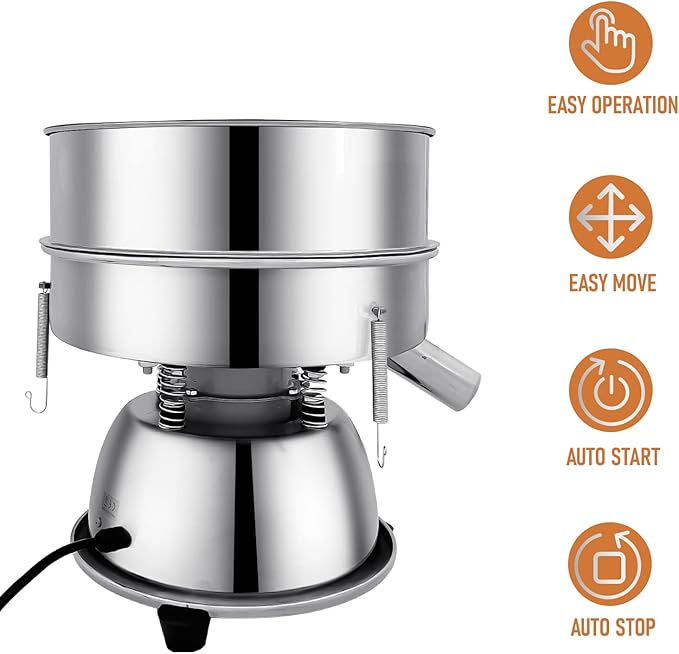 Automatic Vibrating Sieve Shaker – 40 Mesh + 60 Mesh Flour Sifter, Electric 110V 55W Sifter Machine for Flours, Herbal Powder