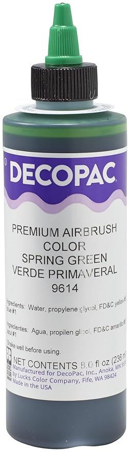 DecoPac Spring Green Food Coloring, 8 Fl Oz Airbrush Food Color, Edible Airbrush For Cake Decorating, Cookie Airbrush Coloring, Food Airbrush Kit Add-on, Airbrushes For Cake Decorating 8Fl Oz