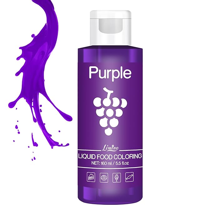 Food Coloring - Vivid Food Coloring for Baking, Cake Decorating, Cookie, Fondant, Macaron - Liquid Tasteless Food Color Dye for Airbrush, DIY Slime Making and Crafts - 6 fl.oz / 160ml (Purple)