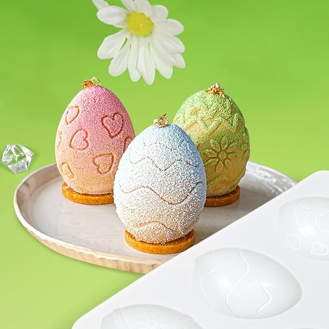mostsom Silicone Easter Egg Mousse Cake Mold DIY Baking Moulds For Pastry Truffle Pudding Jelly Cheesecake Candy Form Candle Soap Mold (I_ Easter Egg)