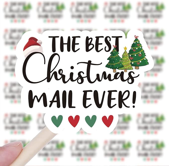 Wailozco 200 PCS The Best Christmas Mail Ever Stickers,Cute Small Business Envelopes Stickers for Business Packages/Handmade Goods/Bags,Christmas Theme Small Shop Business Stickers for Envelopes Seal