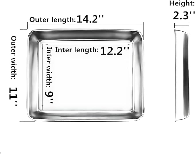 Old Tjikko Quarter Sheet Pan 14.2'' x 11'', 304 Stainless Steel Cookie Sheet Tray, Nonstick Baking Pan for Oven, Toaster, Cookie and Roasting, Dishwasher Safe & Rust Resistant