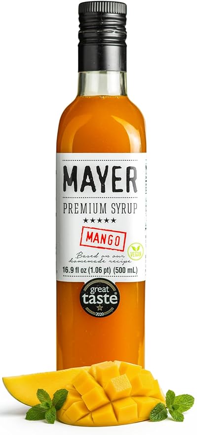 Mayer Mango Syrup for Drinks, Premium Hungarian Fruit Syrup for Cocktails, Smoothies, Lemonade, Desserts -Rich Taste, No Artificial Flavor, No Additives -Award Winning Artisanal Beverage 16 Oz, 1Pack