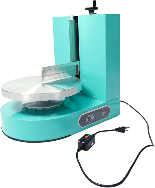 Cake Cream Spreading Machine, Electric Cake Decorating Machine for 4-12 Inch Cakes, Automatic Cake Cream Spreading Machine with Graduated Scrapers Turntable for Dessert Shops, 60-320RPM, 200W (Green)