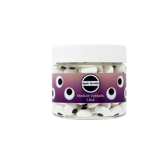 Mystic Sprinkles Halloween Candy Shape Sprinkles (Medium Eyeballs, 2oz Jars)