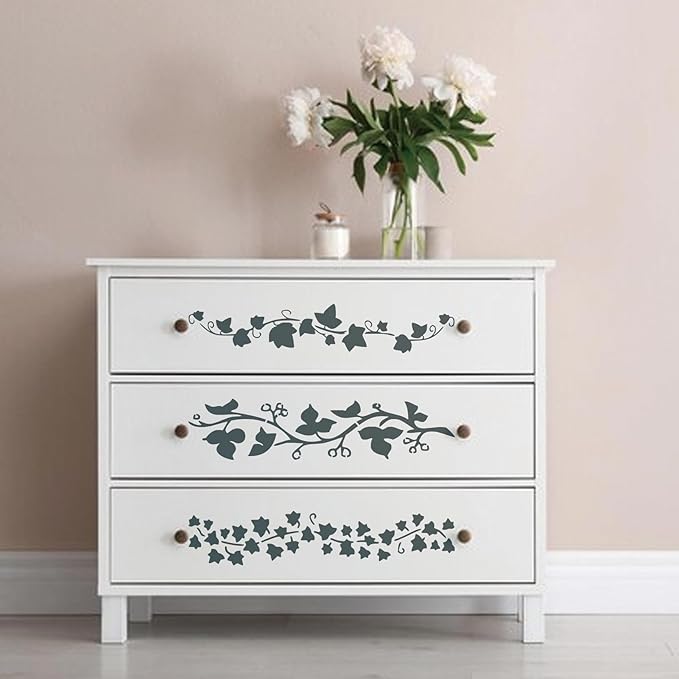 12 Pieces Leaf Vine Stencils Leaves Floral Spring Stencil Reusable DIY Crafts Drawing Templates Stencils for Painting on Wood Wall Canvas Furniture Home Décor (Vine)