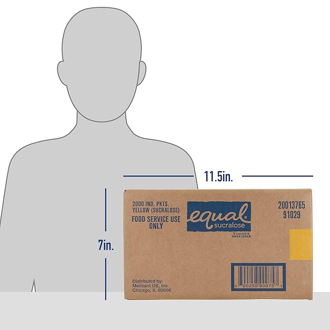 EQUAL Yellow 0 Calorie Sweetener, Sucralose Sugar Substitute, Zero Calorie Sugar Alternative Sweetener Packets, Sugar Alternative, Erythritol Free, 2000 Ct (Pack of 1)