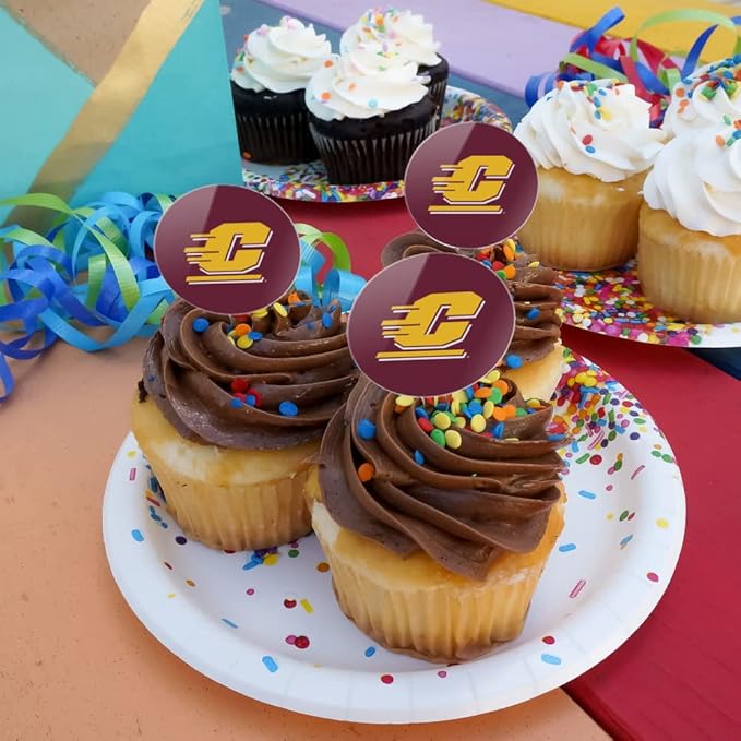 Central Michigan University Logo Cupcake Picks Toppers Decoration Set of 6