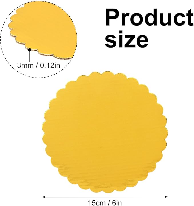 130 Pack 6 Inch Gold Cake Boards, Rounds Cake Cardboard, Flower Edge Cake Base, Disposable Round Cake Board for Wedding, Party, Anniversaries, Birthday Decor