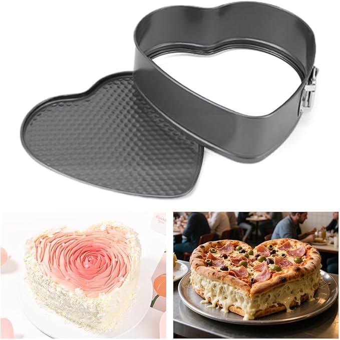 3pcs Heart Shaped Springform Cake Pans, Non Stick Cheesecake Pans Set with Easy Release Base & Secure Lock, 20cm 22cm 24cm Baking Tin Cake Mould for Small Pizza Pie(COLOR:Black)