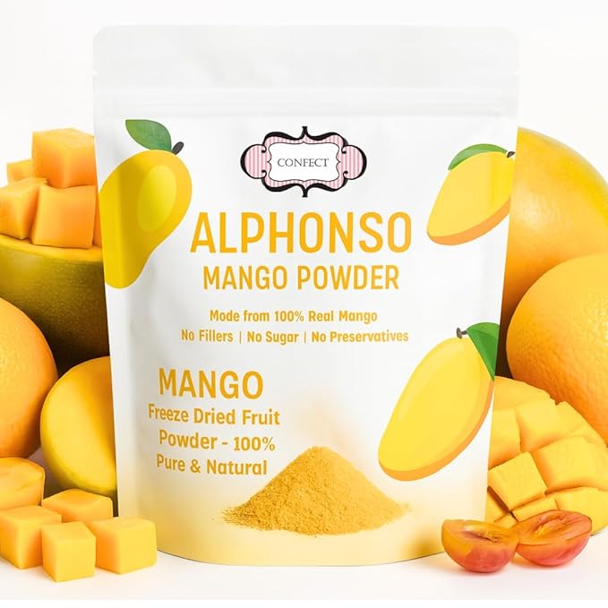 Confect Mango Alphanso Powder | Pure & Natural Fruit Powder for Smoothies, Baking, Beverages, Juices, Tea & DIY Recipes | Vegan, Gluten-Free, No Added Sugar – 7 OZ