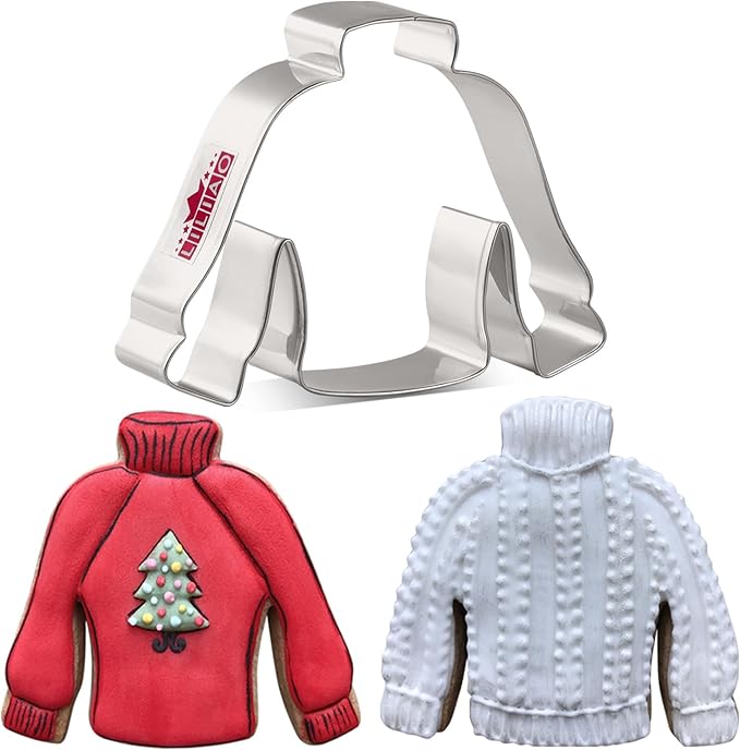 LILIAO Christmas Winter Ugly Sweater Cookie Cutter - 4.2 x 3.2 inches - Stainless Steel