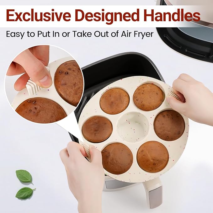 Silicone Muffin Pan for Air Fryer Oven Instant Pot, Nonstick 7 Cups Easy To Handle for Baking Egg Bites Muffin Tart Cupcake Mini Quiche 1 Pack Confetti