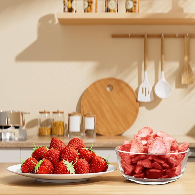 Fraunitsh Freeze Dried Sliced Strawberries, 3.7oz | Natural Whole Strawberries Slices | Dried Strawberry | No Sugar & Additives | Dehydrated Fruit Snack or Rehydrated for Salad Smoothie Baking (3.7oz)