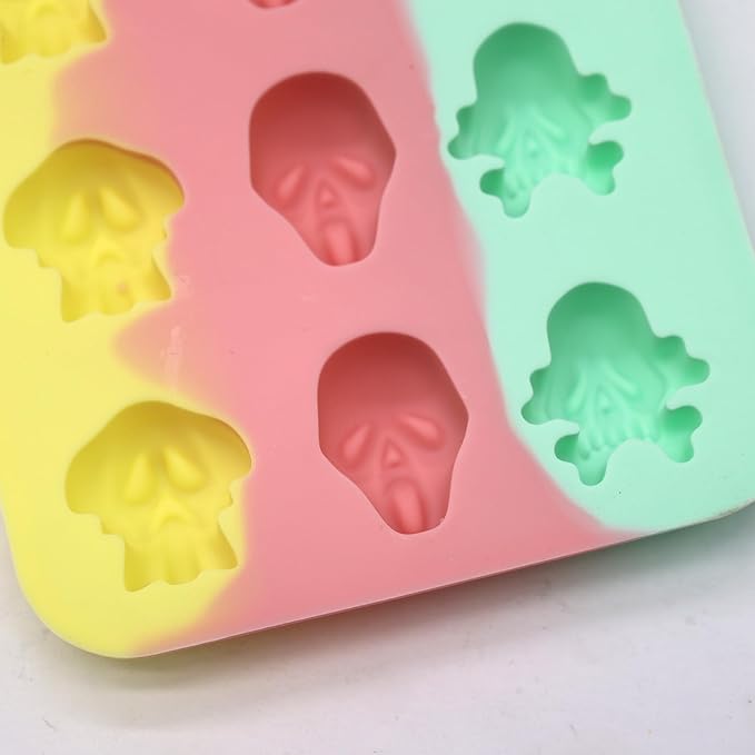 X-Haibei Halloween Skull Ice Cube Chocolate Candy Crayons Soap Mould Silicone Mold Party Maker Dia. 1-inch